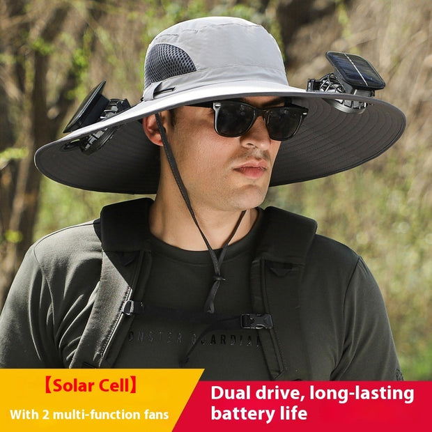 Twin Fan Solar Rechargeable Electric Fan Sun-shade Sun Protection Hat