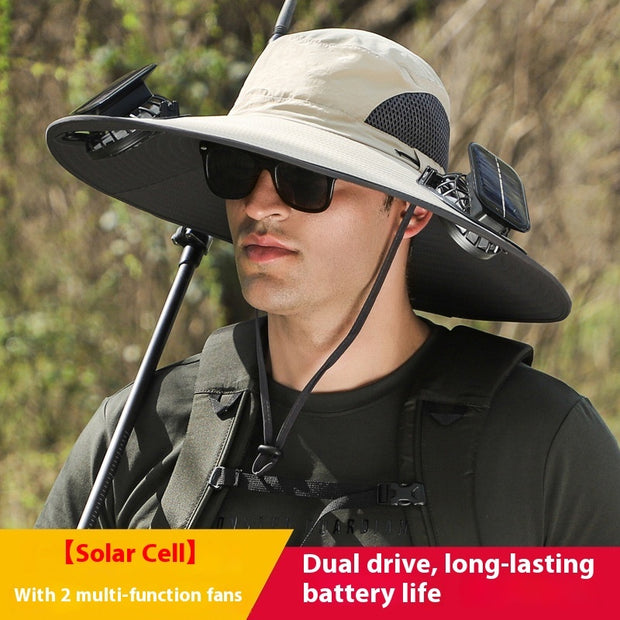 Twin Fan Solar Rechargeable Electric Fan Sun-shade Sun Protection Hat