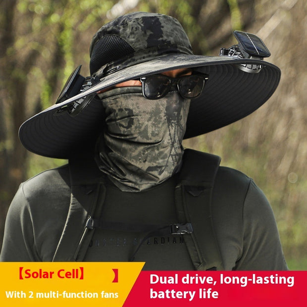 Twin Fan Solar Rechargeable Electric Fan Sun-shade Sun Protection Hat