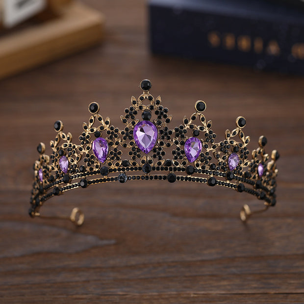 Rhinestone Dark Crown Halloween Dress-up Baroque Accessories