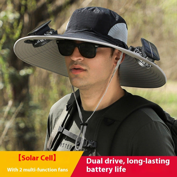 Twin Fan Solar Rechargeable Electric Fan Sun-shade Sun Protection Hat
