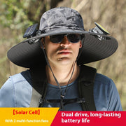 Twin Fan Solar Rechargeable Electric Fan Sun-shade Sun Protection Hat